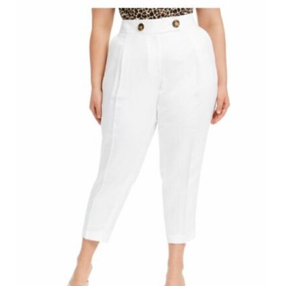 NWT CALVIN KLEIN plus size linen White pants - Picture 2 of 9